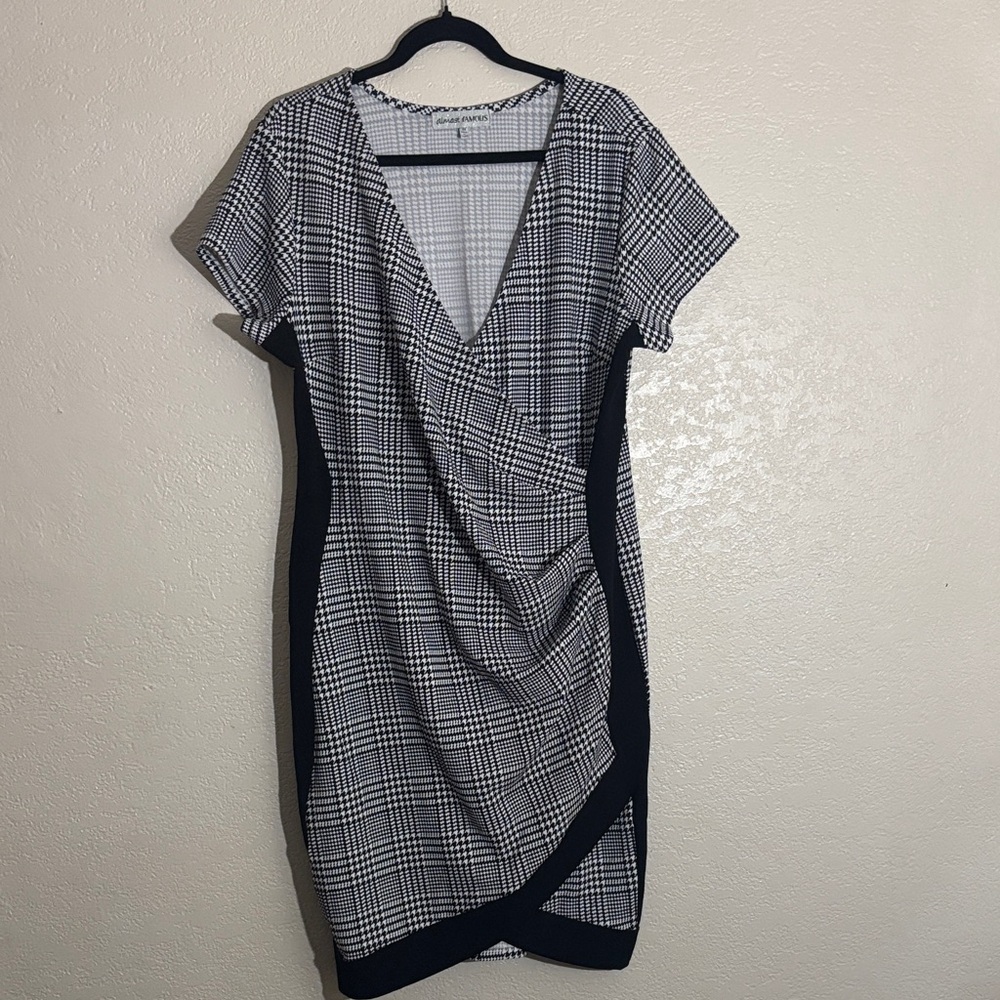 Elegant Black and White Plaid Dress